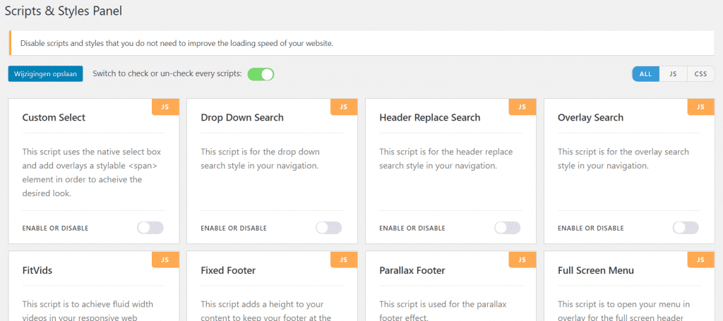 Disabling scripts and styles in OceanWP